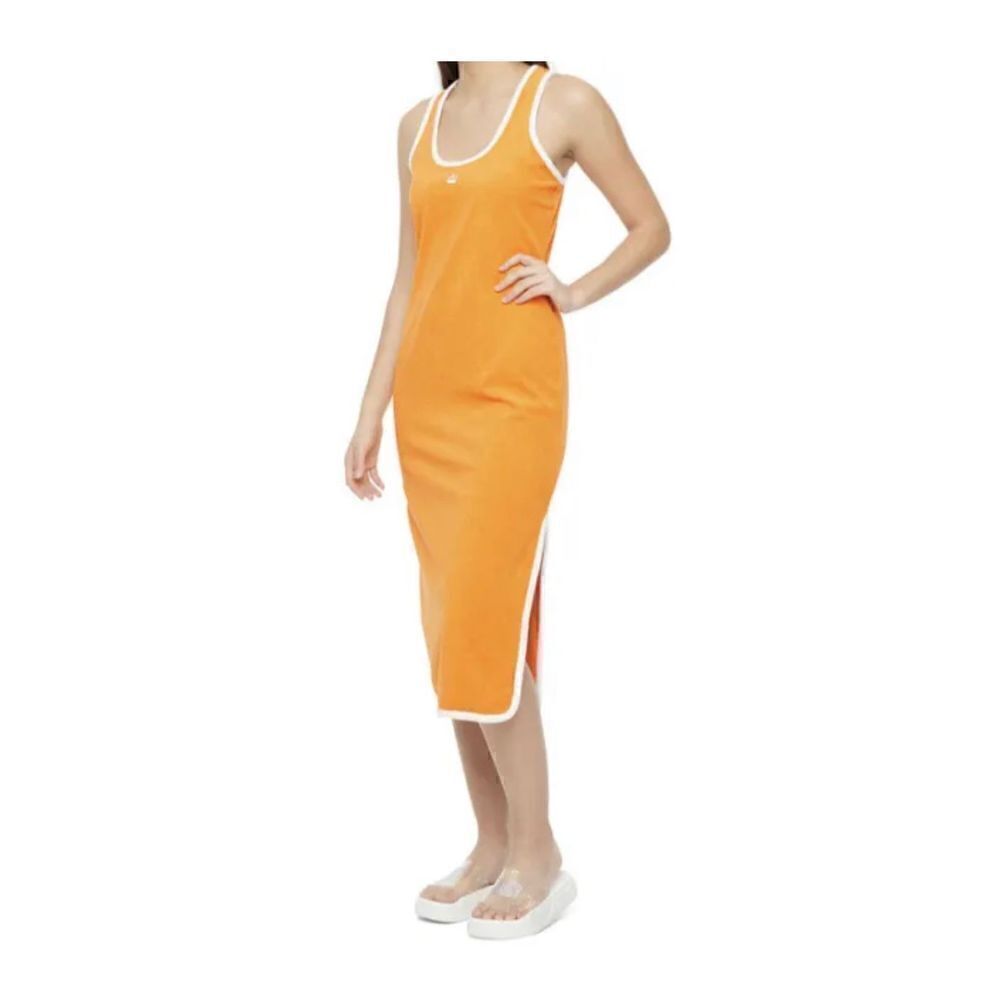Juicy Couture Y2K Orange Terry Cloth Sleeveless Midi Dress Embroidered Logo XS